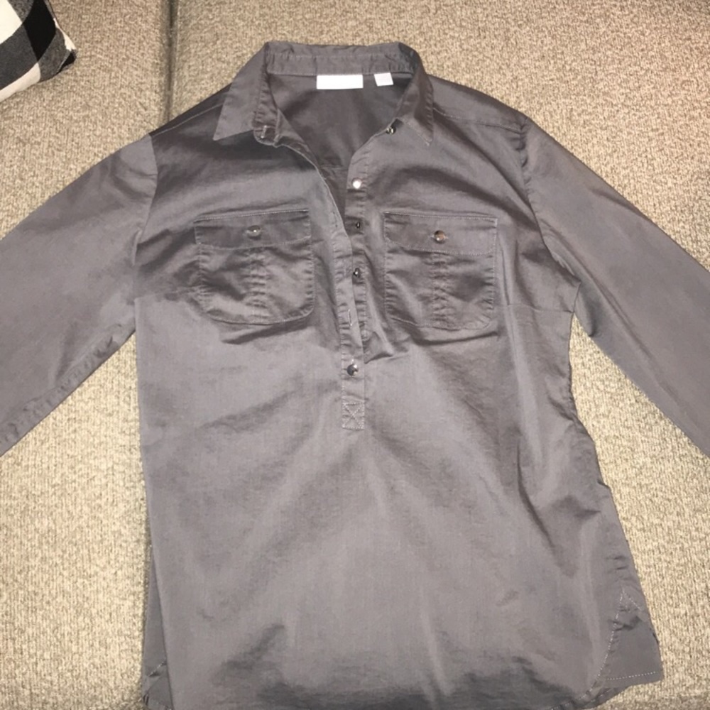 Gray button up New York and Company shirt